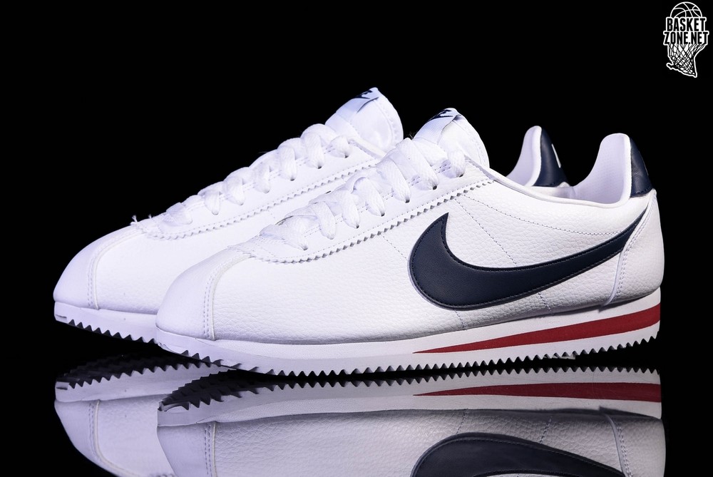 NIKE CLASSIC CORTEZ LEATHER WHITE/MIDNIGHT NAVY-GYM RED €77,50