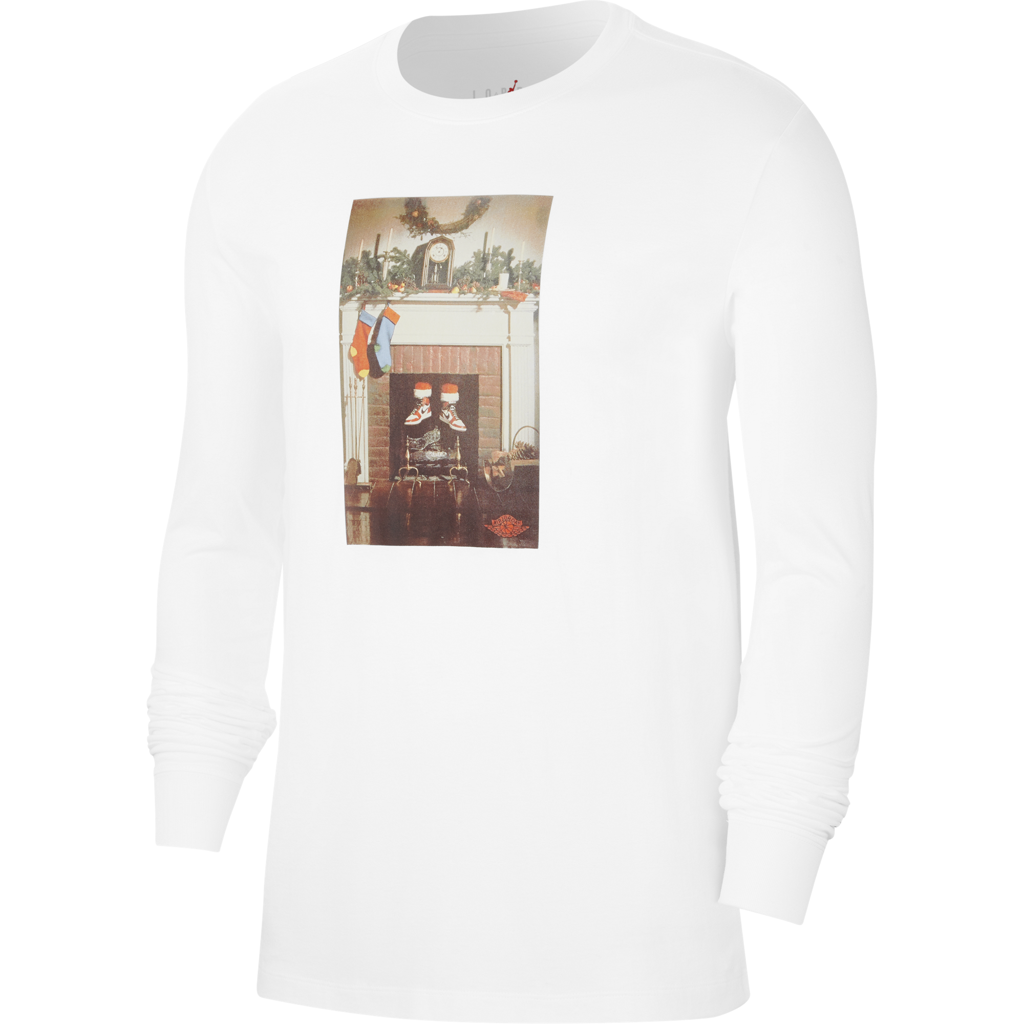 NIKE AIR JORDAN JUMPMAN CHMINEY CHRISTMAS LONG-SLEEVE CREW TEE WHITE