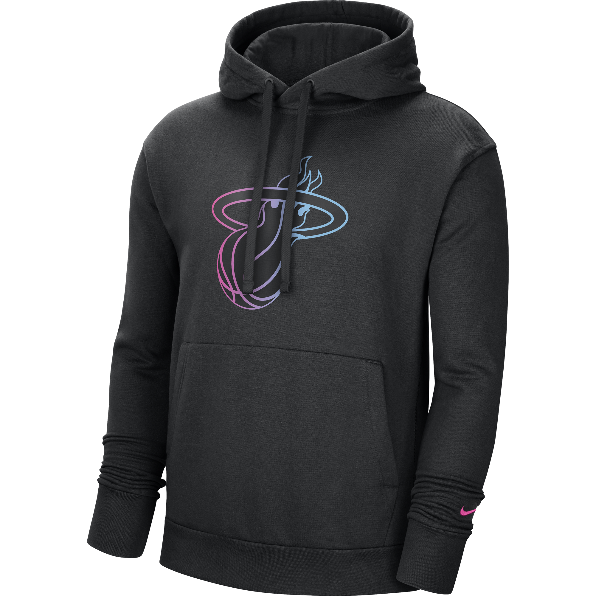 NIKE NBA MIAMI HEAT CITY EDITION LOGO PULLOVER FLEECE HOODIE BLACK