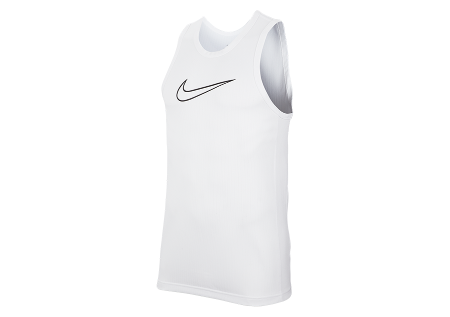 NIKE DRI-FIT SLEEVELESS CROSSOVER TOP WHITE