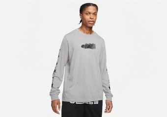 NIKE AIR JORDAN JUMPMAN LONG SLEEVE CREW CARBON HEATHER