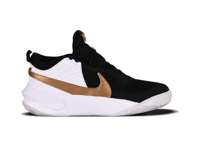 NIKE TEAM HUSTLE D 10 GS WHITE BLACK METALLIC GOLD